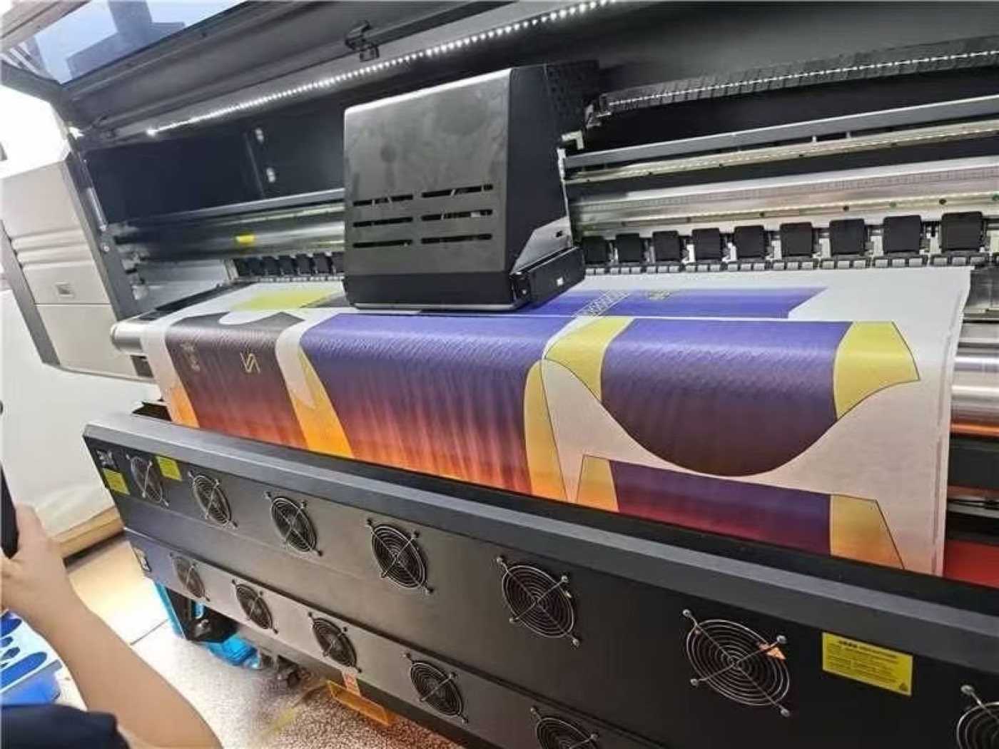 Sublimated panels coming off the roll